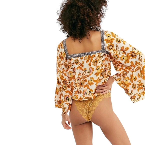 Free People Tops - Intimately Free People Blooming Borders Body Suit M Lace Thong Floral Kimono